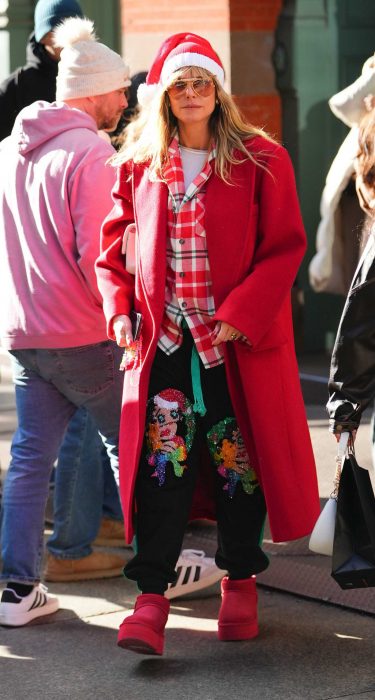 Heidi Klum in a Red Coat