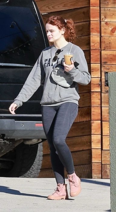 Joey King in a Grey Sweatshirt