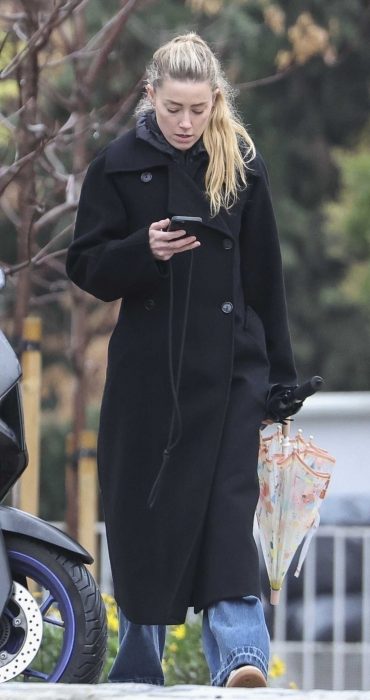 Amber Heard in a Black Coat