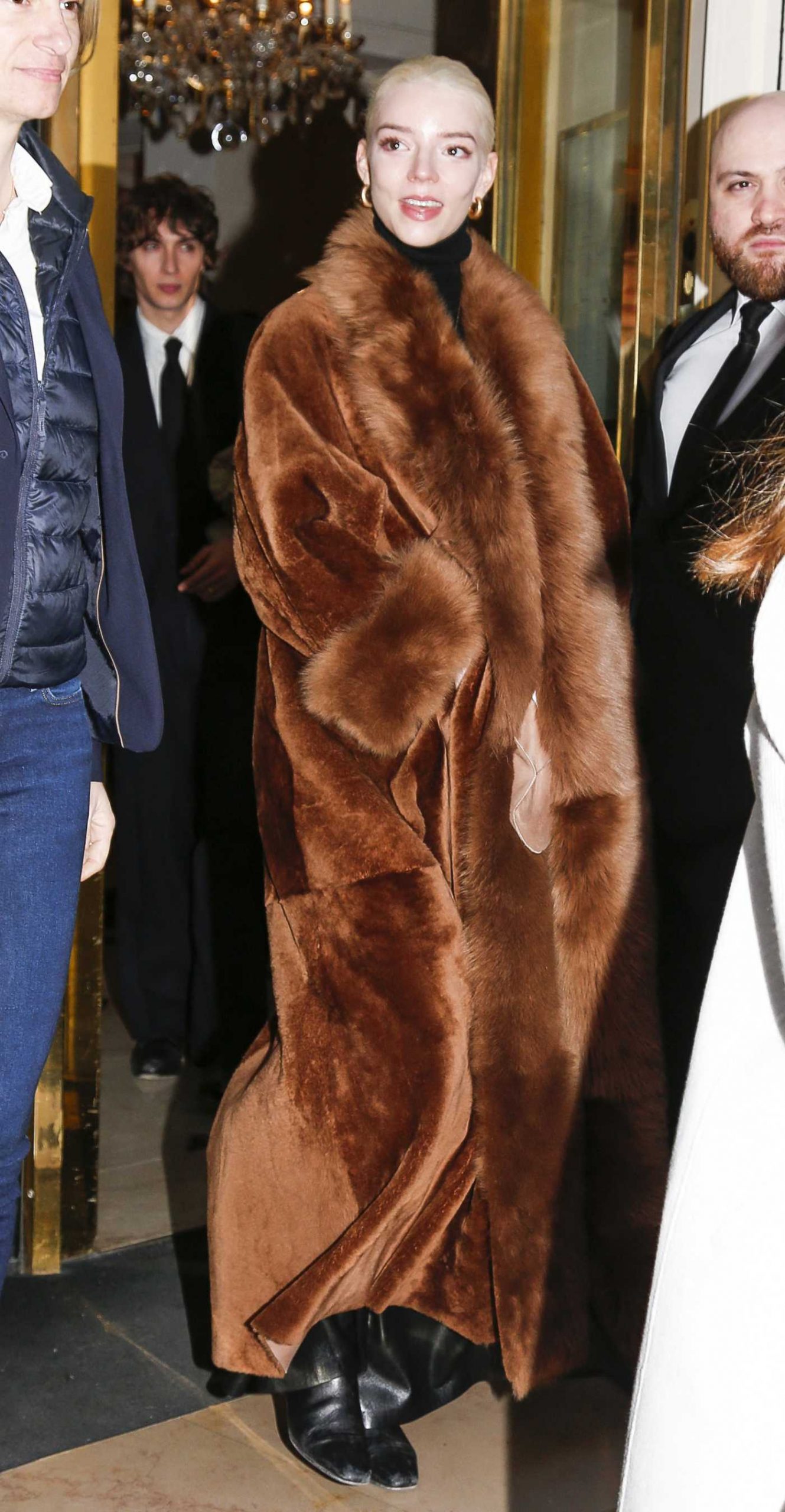 Anya Taylor-Joy in a Tan Fur Coat Was Seen Outside of Her Hotel in Paris 01/24/2026