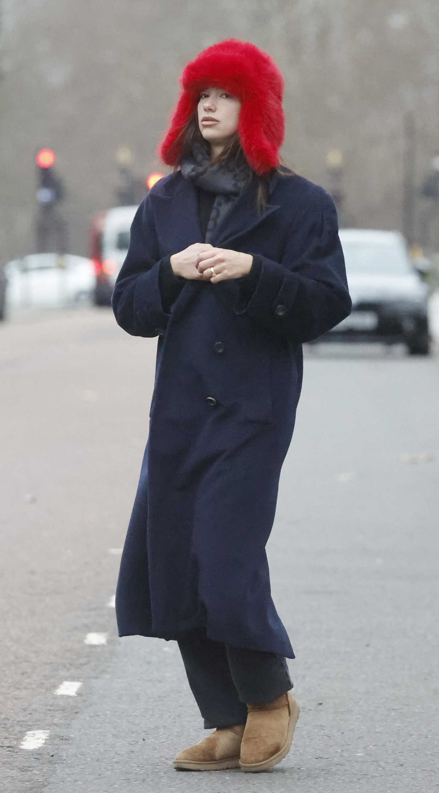 Dua Lipa in a Red Hat Was Seen Out with Callum Turner in Hyde Park in London 12/30/2025