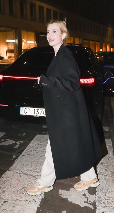 Emma Roberts in a Black Coat