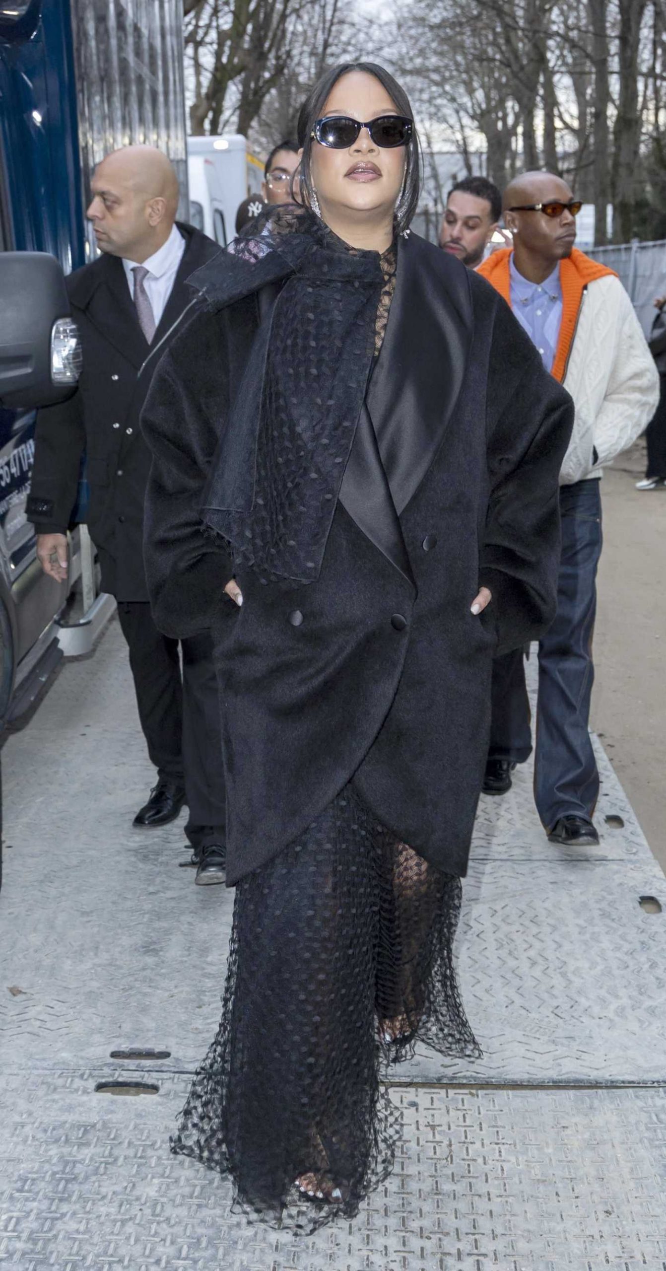 Rihanna in a Black Coat Heads to the Dior Fashion Show at 2026 Paris Fashion Week in Paris 01/26/2026