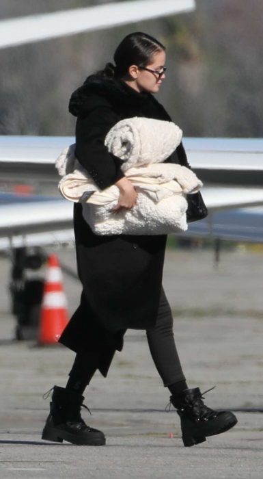 Selena Gomez in a Black Coat