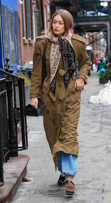 Gigi Hadid in a Tan Coat