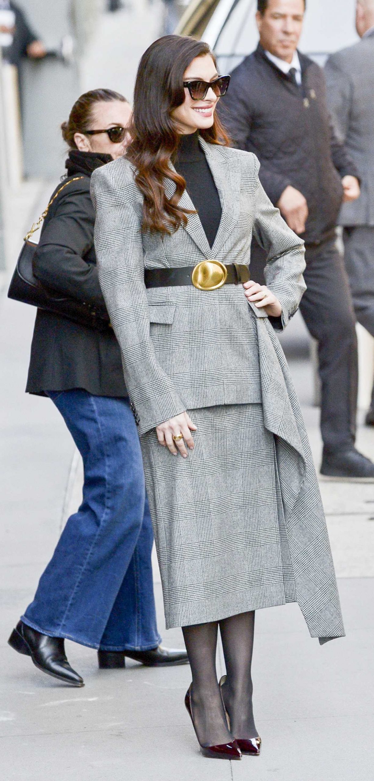 Anne Hathaway in a Grey Ensemble Was Seen Outside the Good Morning America Studio in New York City 04/27/2026