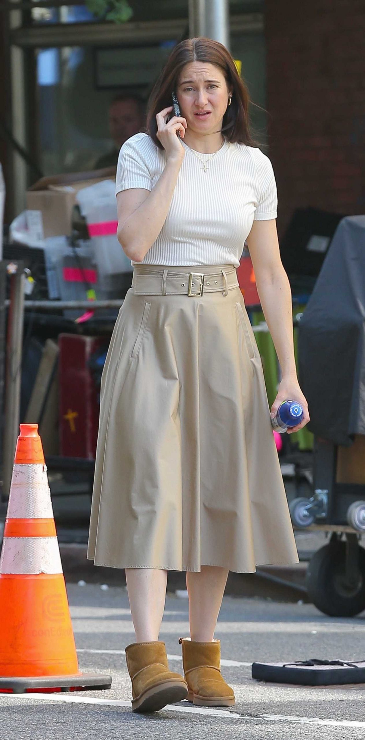 Shailene Woodley in a Beige Skirt Filming Count My Lies in Brooklyn in New York City 06/08/2026