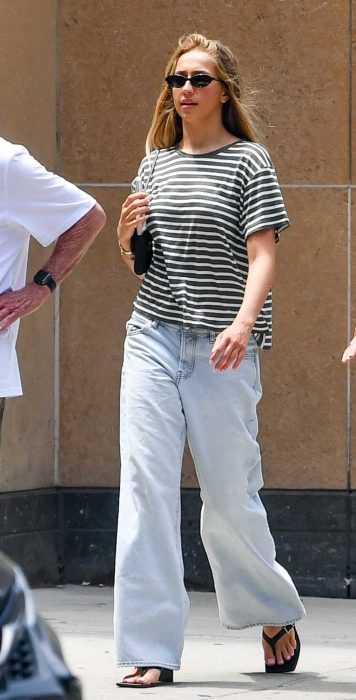 Tate McRae in a Striped Tee