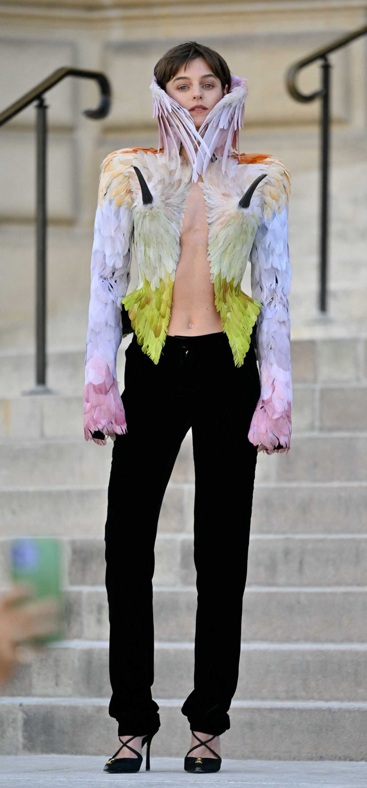 Emma Corrin Arrives at the Schiaparelli Show During 2026 Haute Couture Fashion Week in Paris 07/06/2026