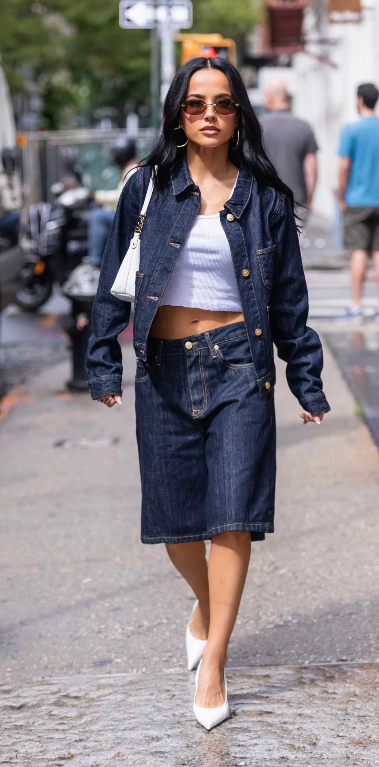 Becky G in a Denim Ensemble Was Seen Out in SoHo in New York City 07/30/2027