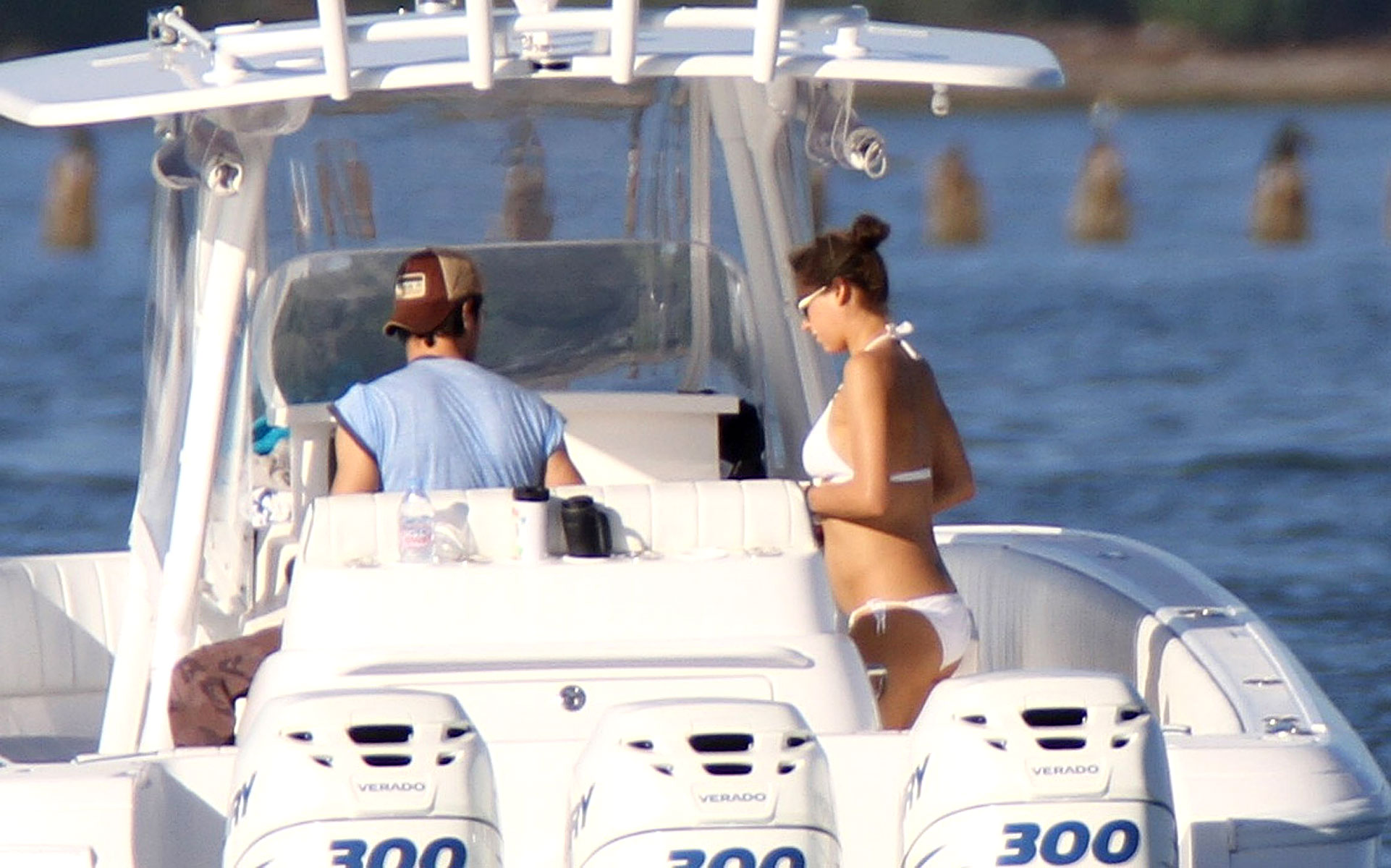 Anna Kournikova White Bikini on a boat in Miami