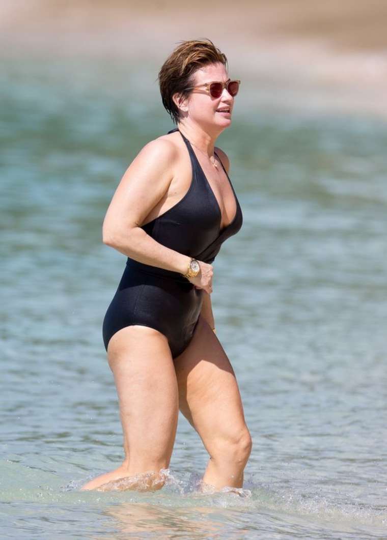 Emma Forbes in Black Swimsuit in Barbados-1