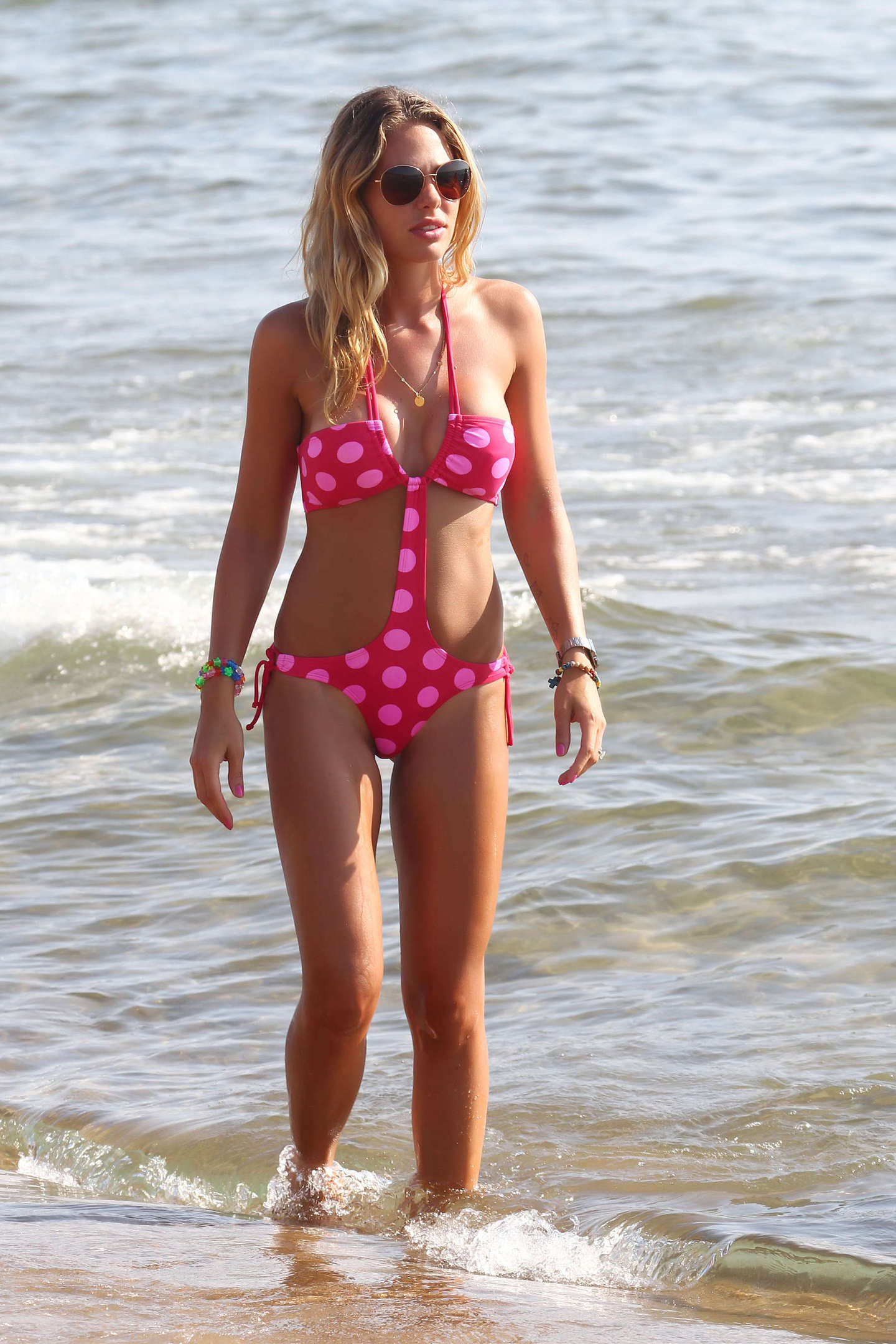 Ilary Blasi Pink bikini candids in Sabaudia Italy-1