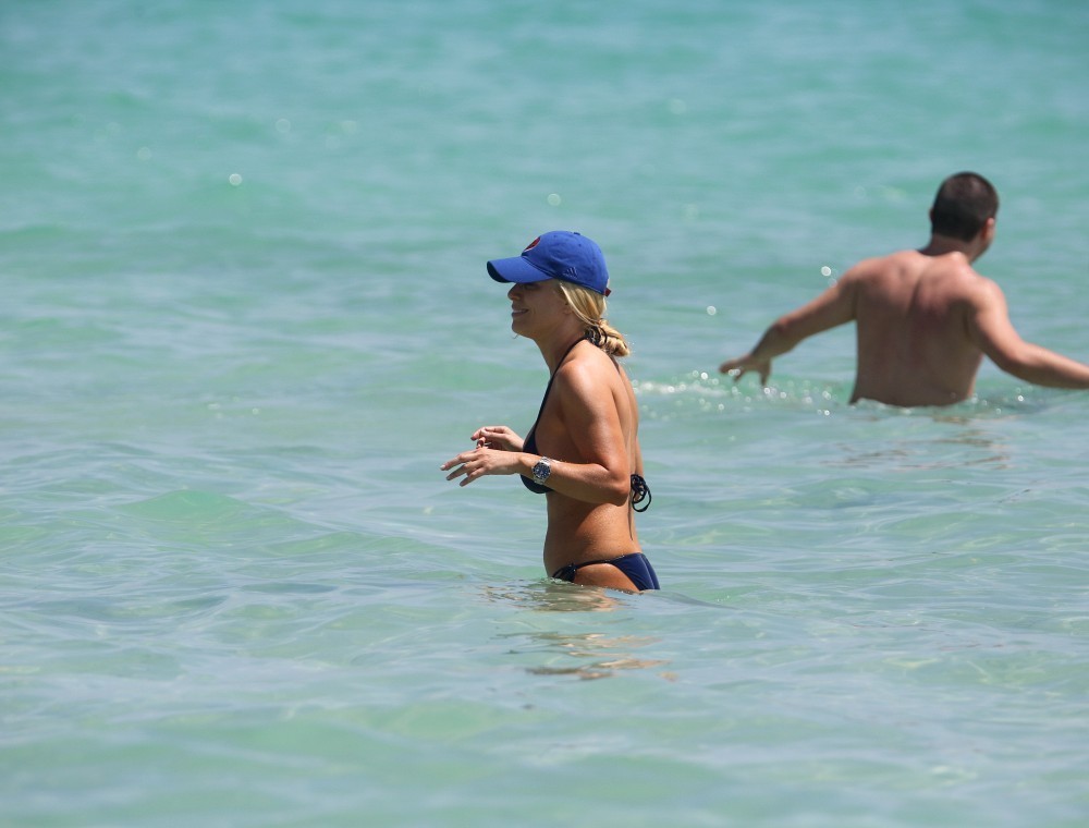 Jill Martin wearing a bikini on the beach in Miami