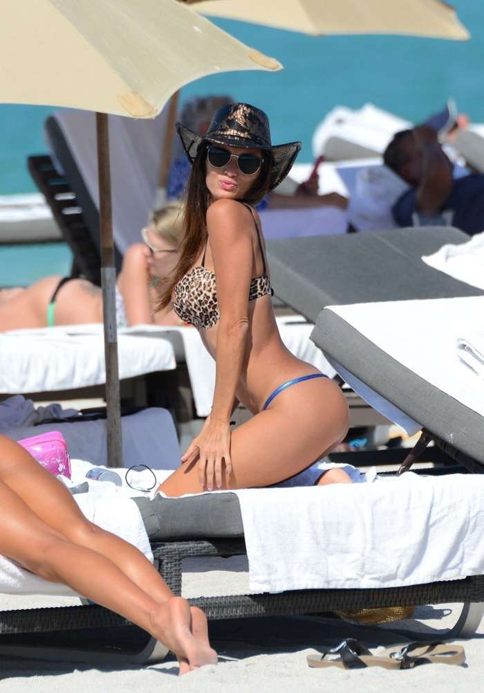 Karina Jelinek Leopard Print Bikini Candids in Miami-1