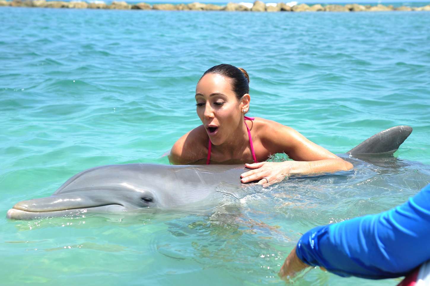 Melissa Gorga Swimming with Dolphins in Montego Bay