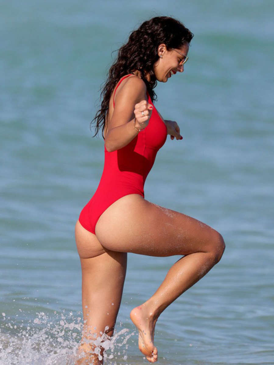 Raffaella Modugno Wearing Swimsuit on Miami Beach