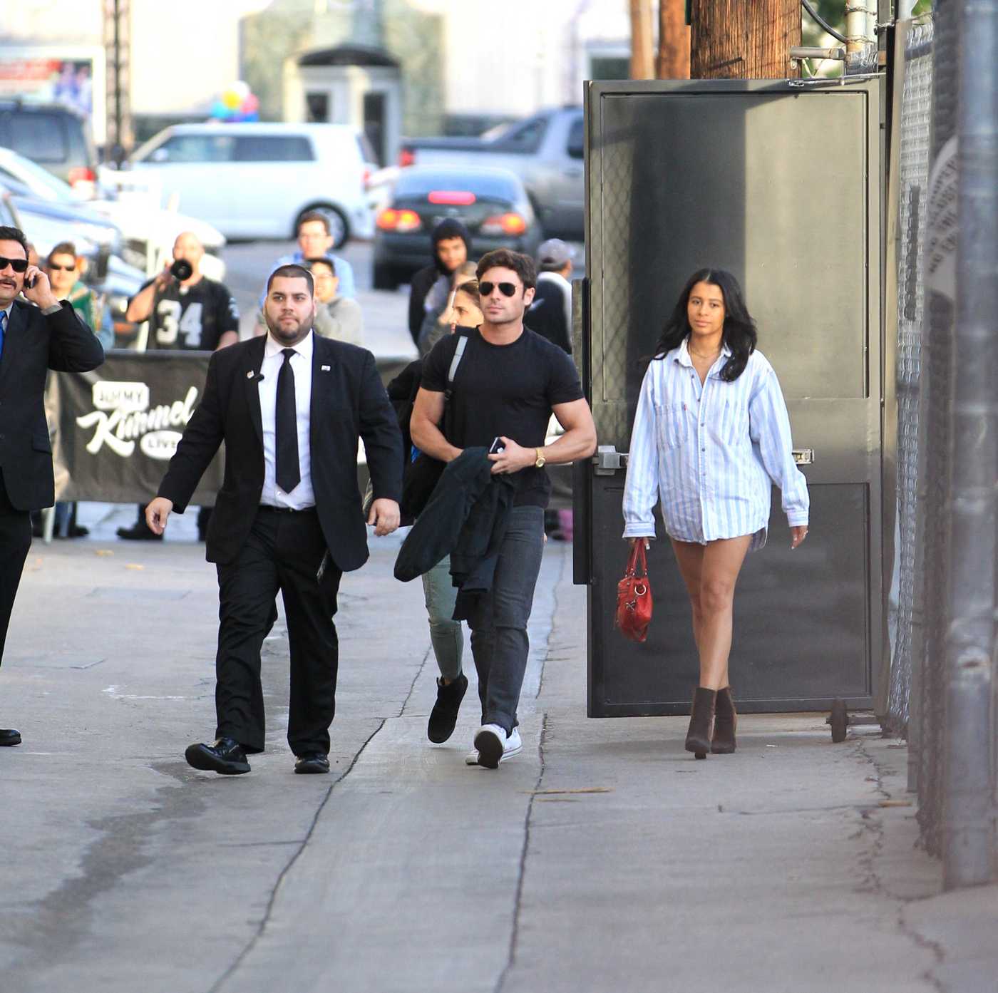 Sami Miro and Zac Efron Arriving at Jimmy Kimmel Live in Los Angeles