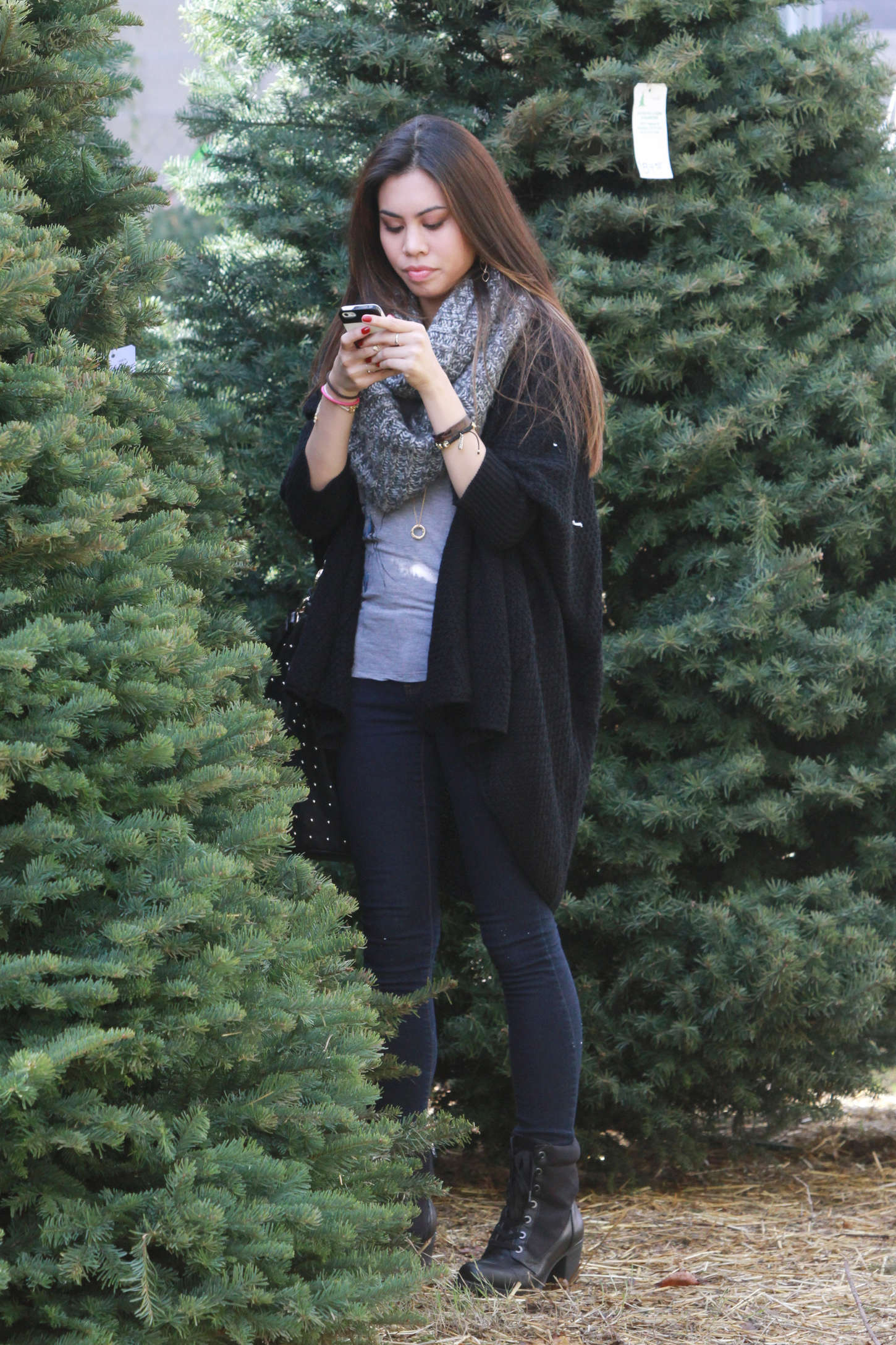 Ashley Argota Buys a Christmas Tree in Los Angeles