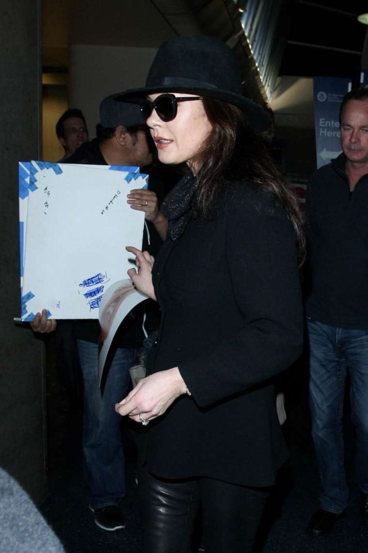 Catherine Zeta Jones in Leather at LAX Airport in Los Angeles
