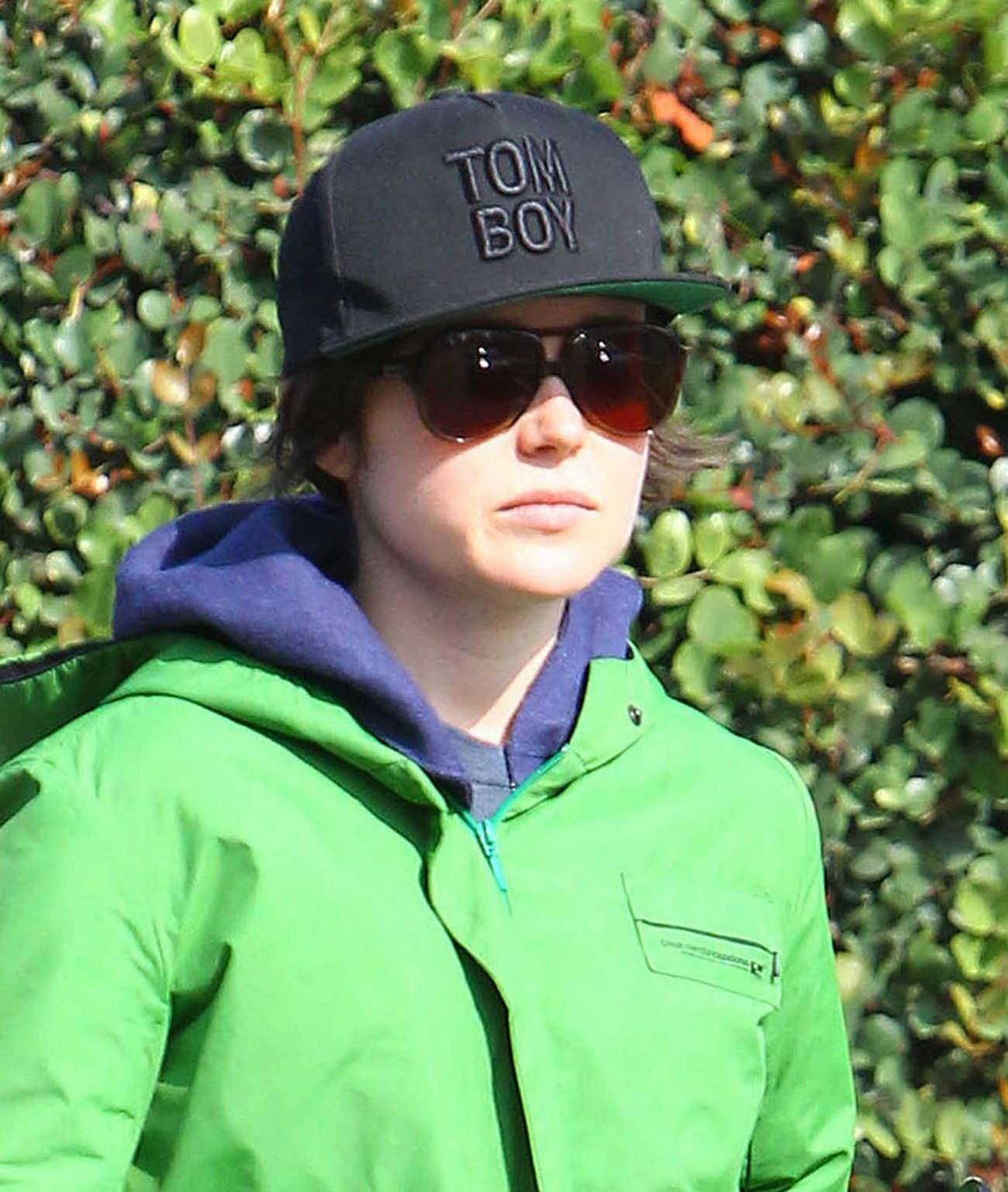Ellen Page in Green Jacket in Los Angeles