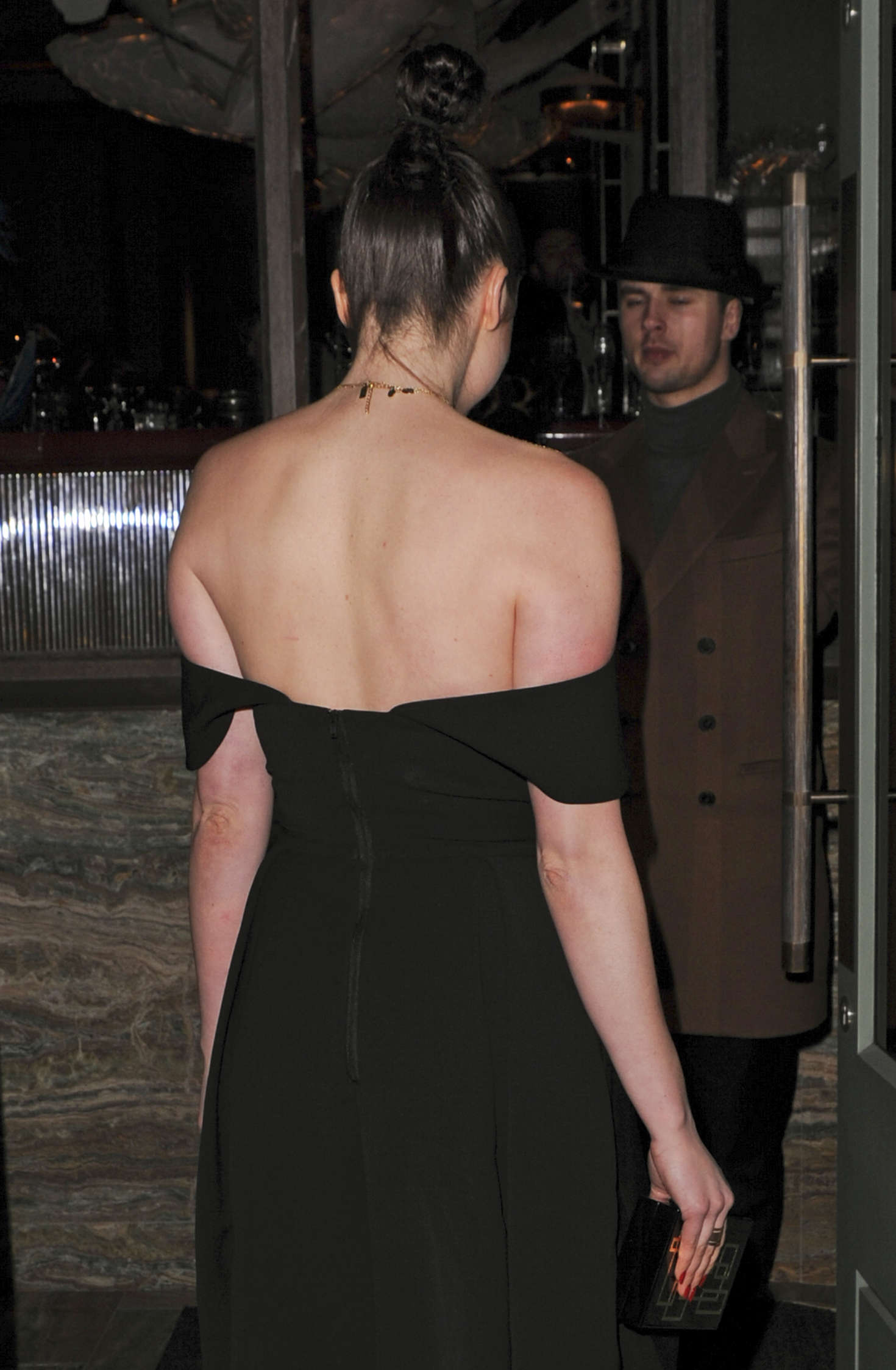 Emma Miller in Black Dress Nightout in London