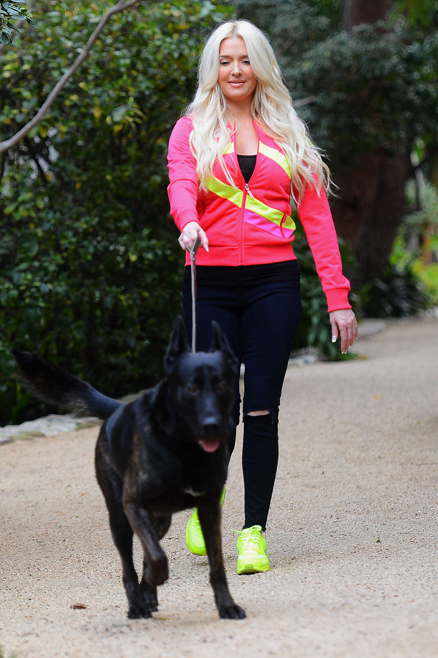Erika Jayne Walking Her Dog at a Park in Beverly Hills