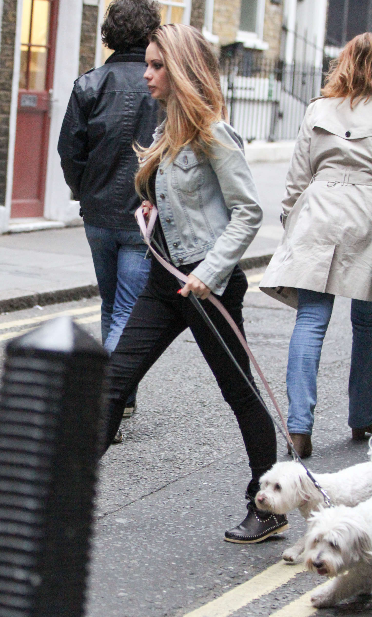Jessica Jane Clement Walking her dogs in London-1