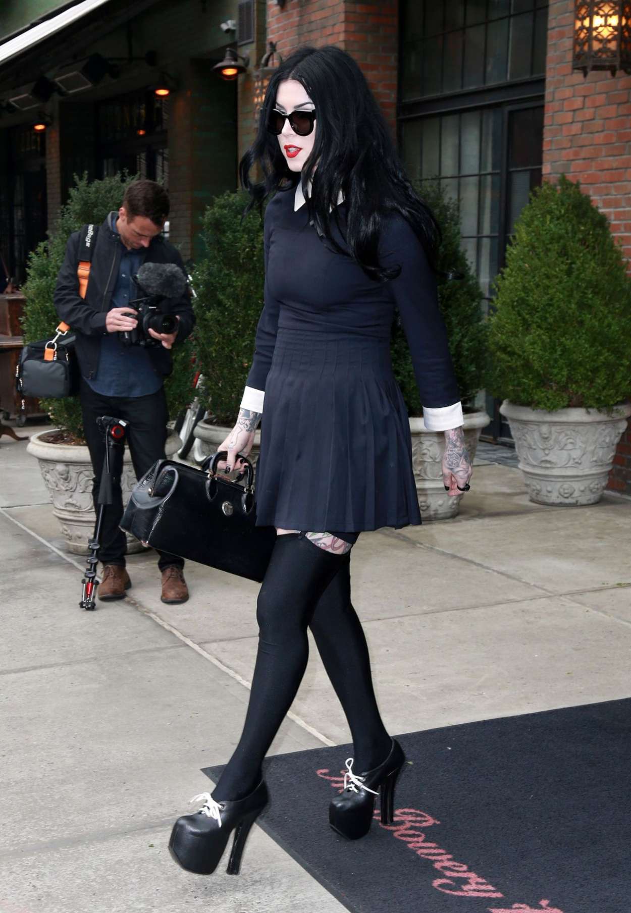 Kat Von D in Mini Dress out in New York