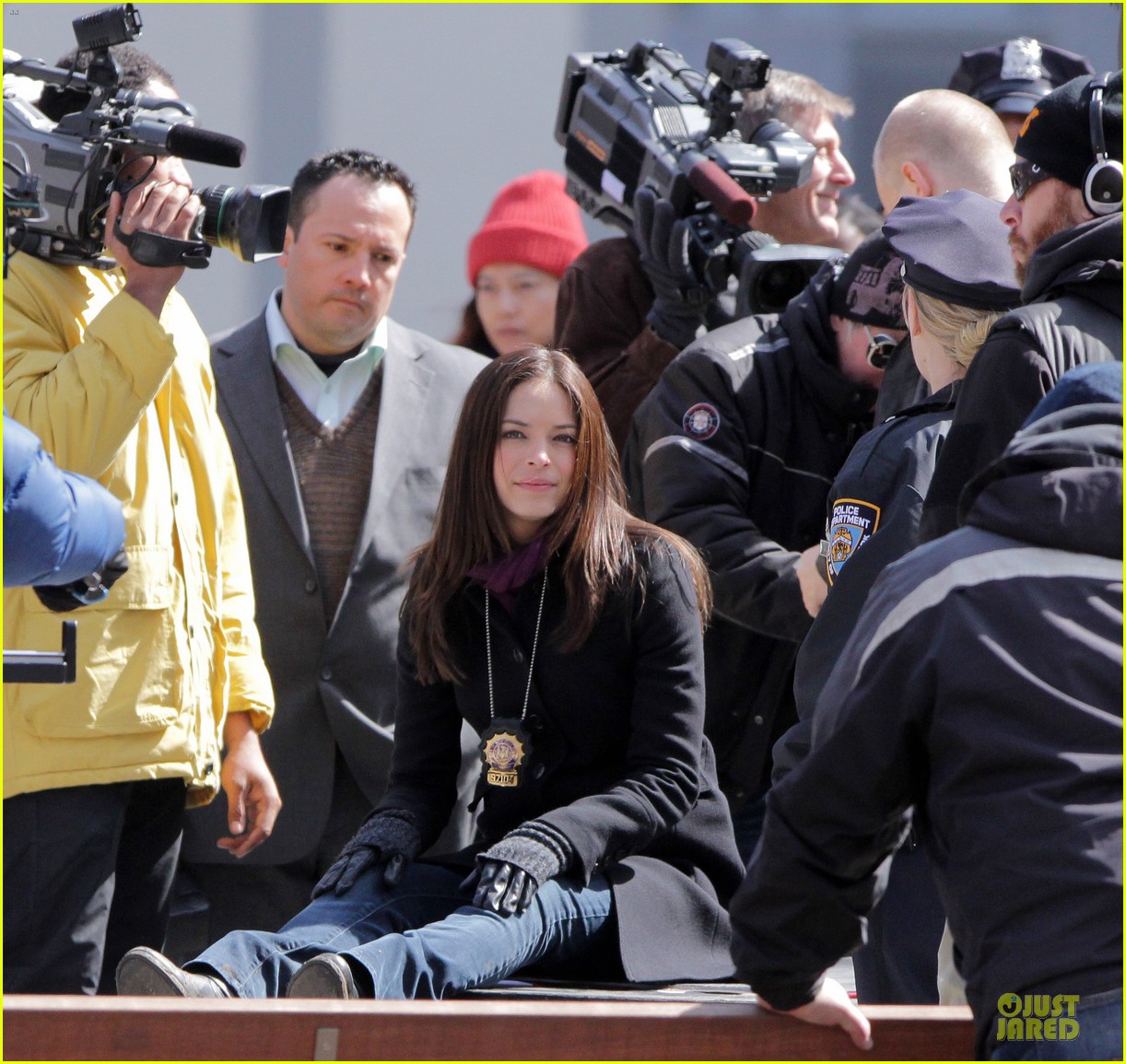 Kristin Kreuk on the set of Beauty and the Beast in Toronto