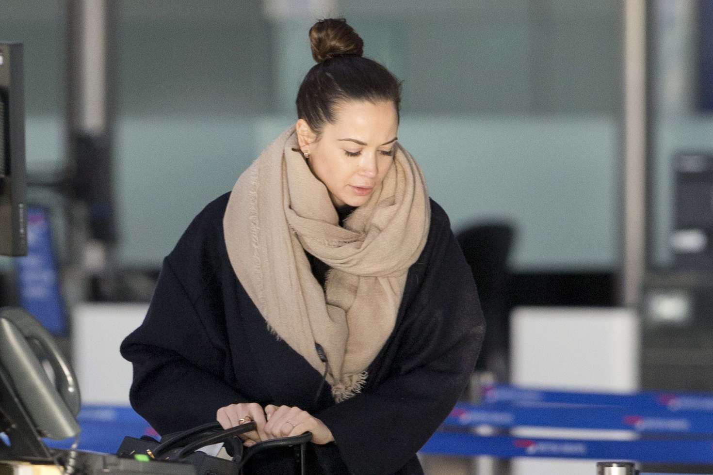 Mandy Capristo at Heathrow Airport in London