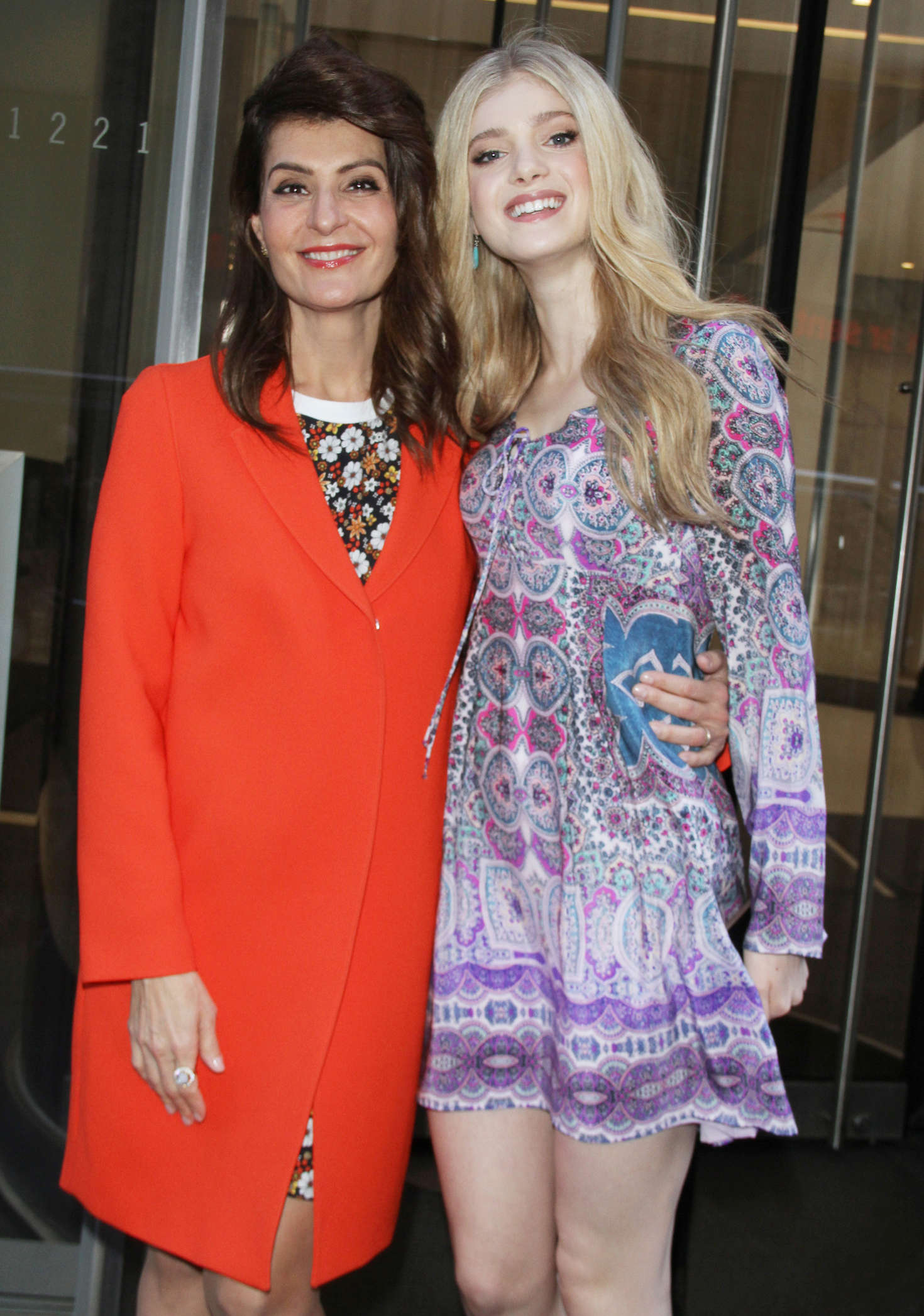 Nia Vardalos and Elena Kampouris at SiriusXM Studios promoting My Big Fat Greek Wedding in New York