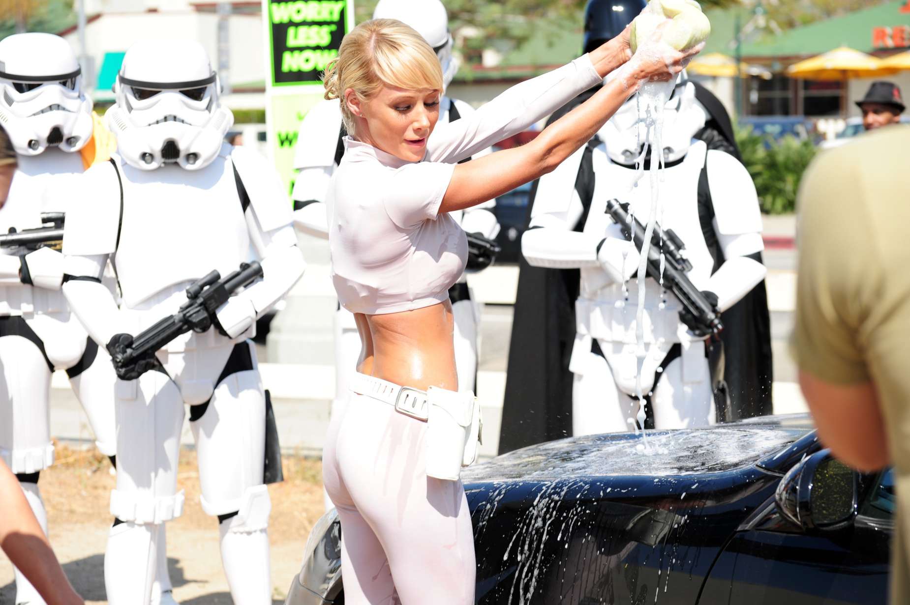 Sara Jean Underwood Car Wash Event at Star Wars Charity in Los Angeles