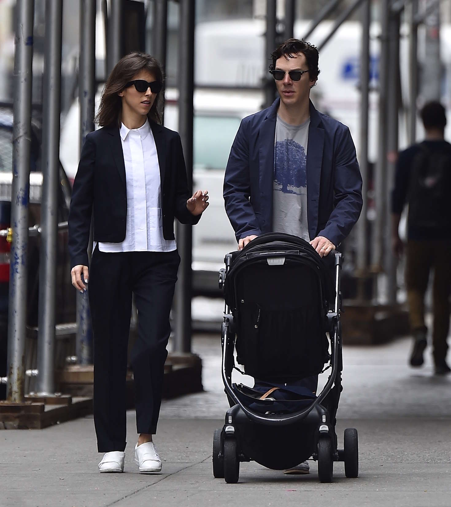 Sophie Hunter with her family out in Tribeca