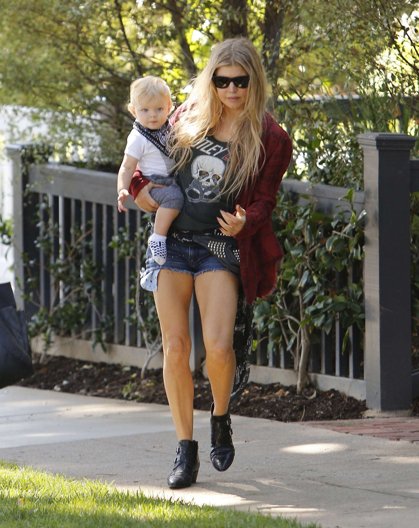 Stacy Fergie Ferguson out with her son in Brentwood